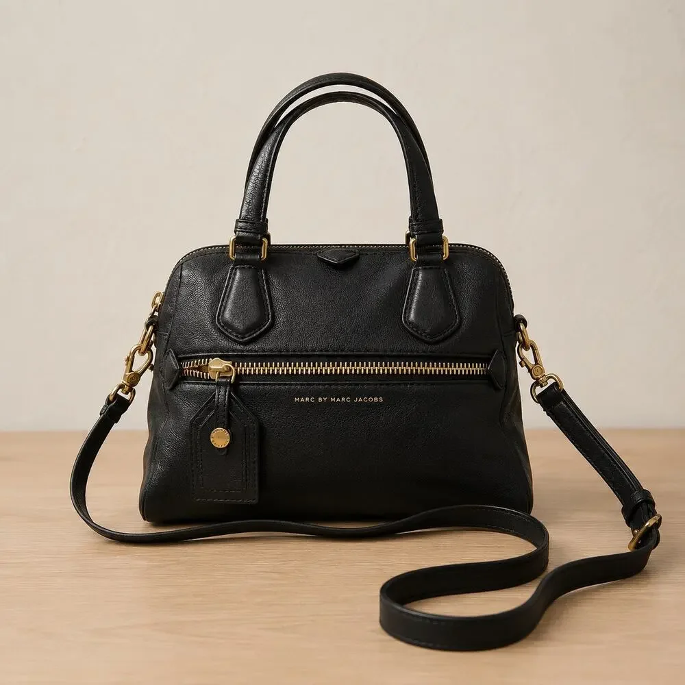 Marc by Marc Jacobs Calamity Rei Black Leather Satchel Crossbody Bag